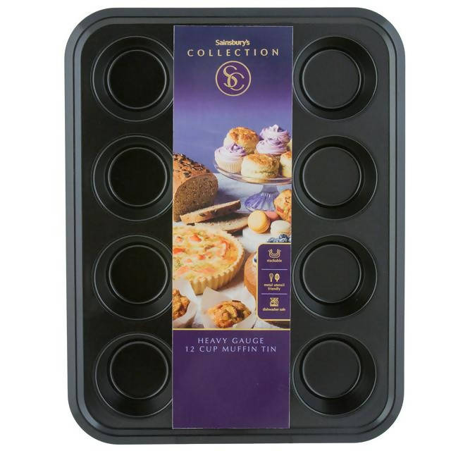 Sainsbury's Home 12 Cup Muffin Tin Black