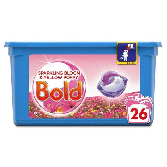 Bold All-in-1 Pods Washing Liquid Capsules Sparkling Bloom & Yellow Poppy 26 Washes detergents & washing powder Sainsburys   