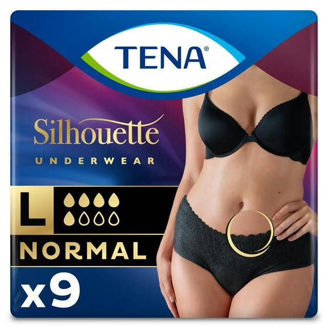 TENA Lady Silhouette Black Incontinence Pants Normal Large x9 - McGrocer