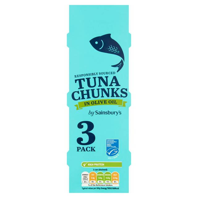 Sainsbury's Tuna Chunks in Olive Oil 3x80g (3x60g*)