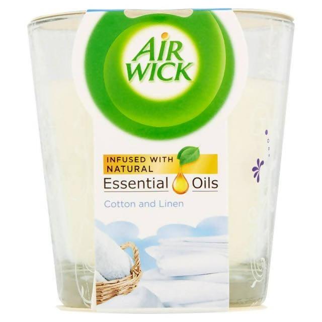 Air Wick Essential Oils Candle Cotton and Linen 105g Aircare Sainsburys   