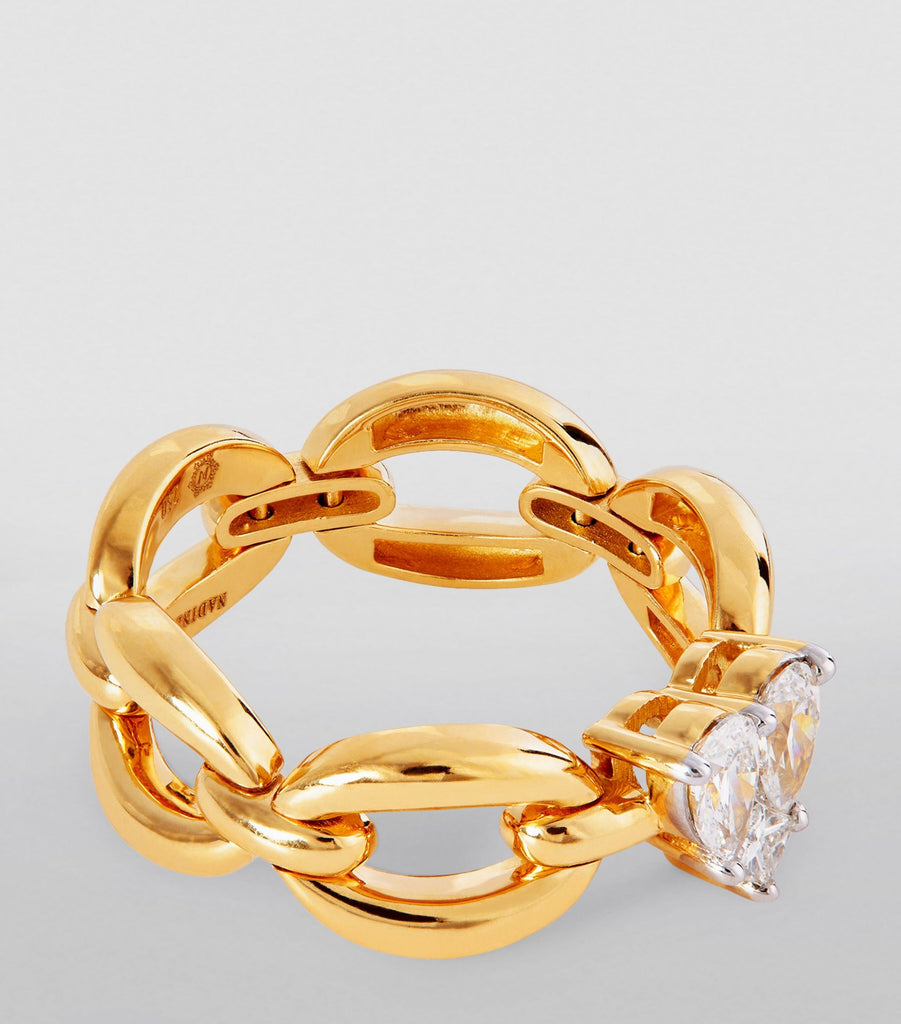 Yellow Gold and Heart-Shaped Diamond Catena Ring