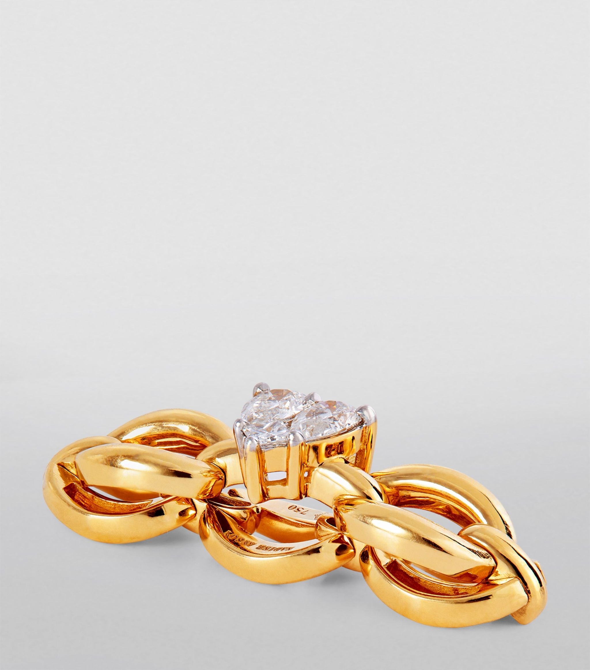 Yellow Gold and Heart-Shaped Diamond Catena Ring GOODS Harrods   