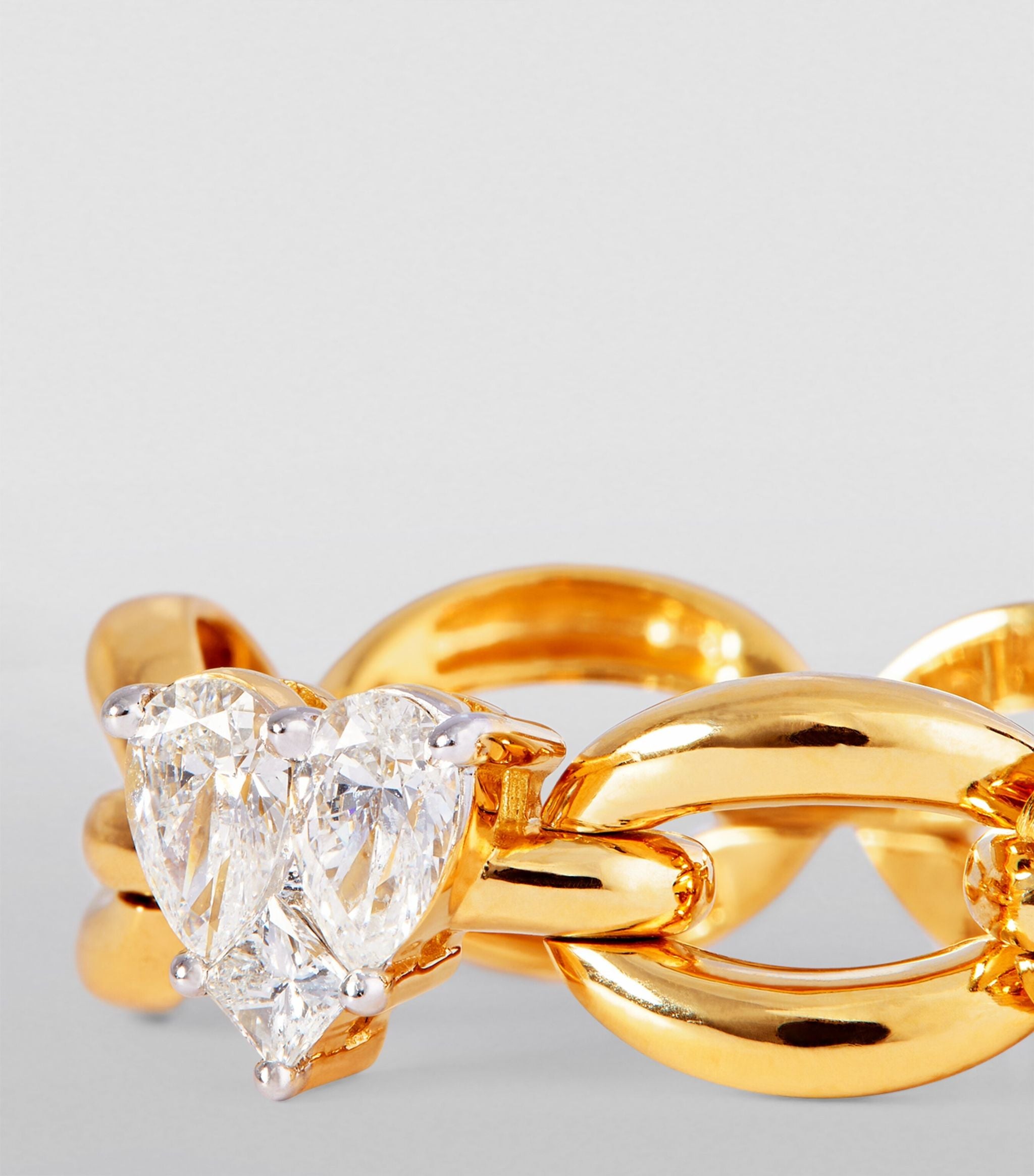 Yellow Gold and Heart-Shaped Diamond Catena Ring GOODS Harrods   