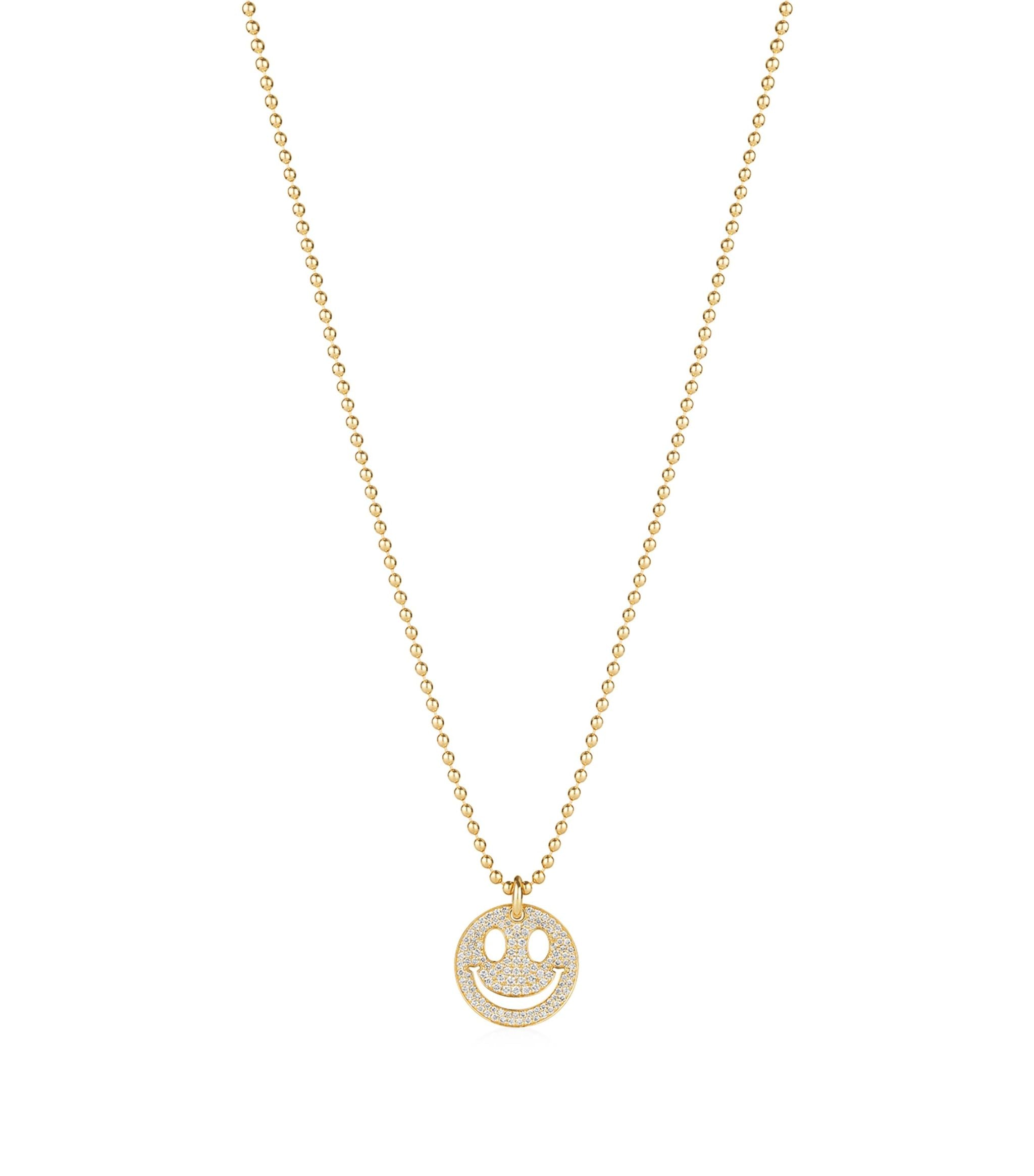 Yellow Gold and Diamond Smiley Necklace GOODS Harrods   