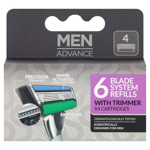 Men Advance 6 Blade Trimmer Refill x4 men's razors & blades Sainsburys   