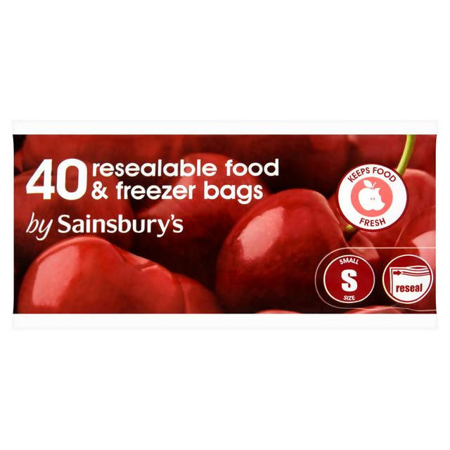 Sainsbury's Food & Freezer Bags, Small Resealable 22x18cm x40 - McGrocer