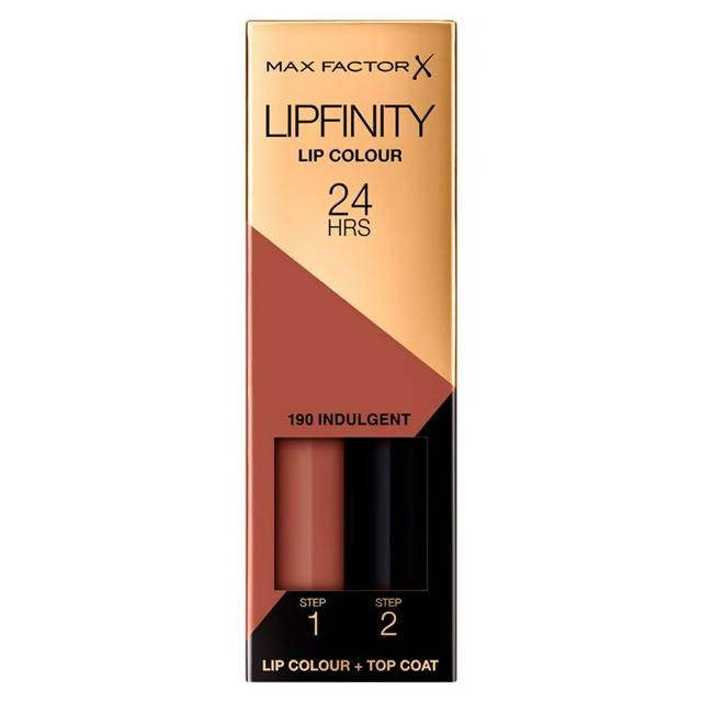 Max Factor Lipfinity Lip Colour Lipstick 2-Step Long Lasting 190 Indulgent 2.3ml+1.9g