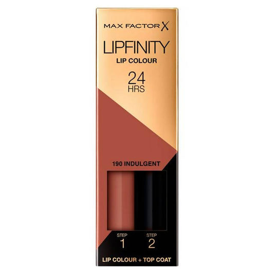 Max Factor Lipfinity Lip Colour Lipstick 2-Step Long Lasting 190 Indulgent 2.3ml+1.9g All Sainsburys   