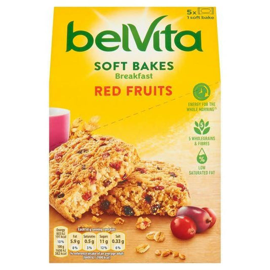 Belvita Breakfast Biscuits Soft Bakes Red Fruits Multipack 250g cereal bars Sainsburys   