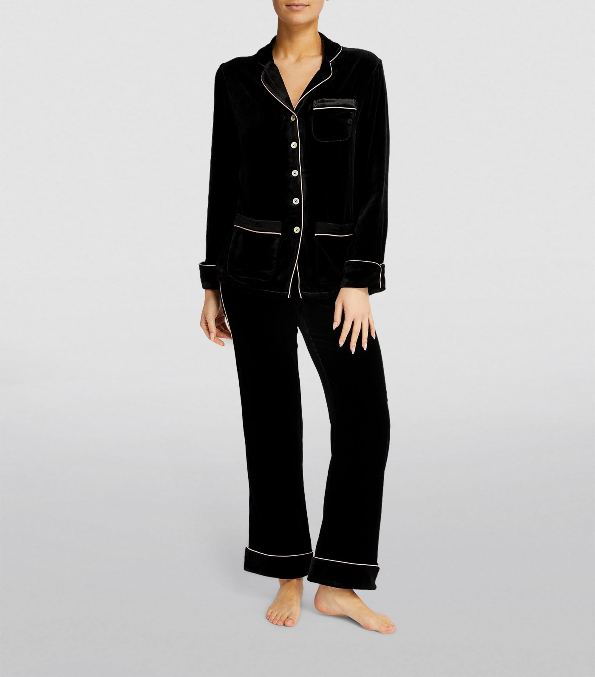 Velvet Embellished Coco Pyjama Set GOODS Harrods   