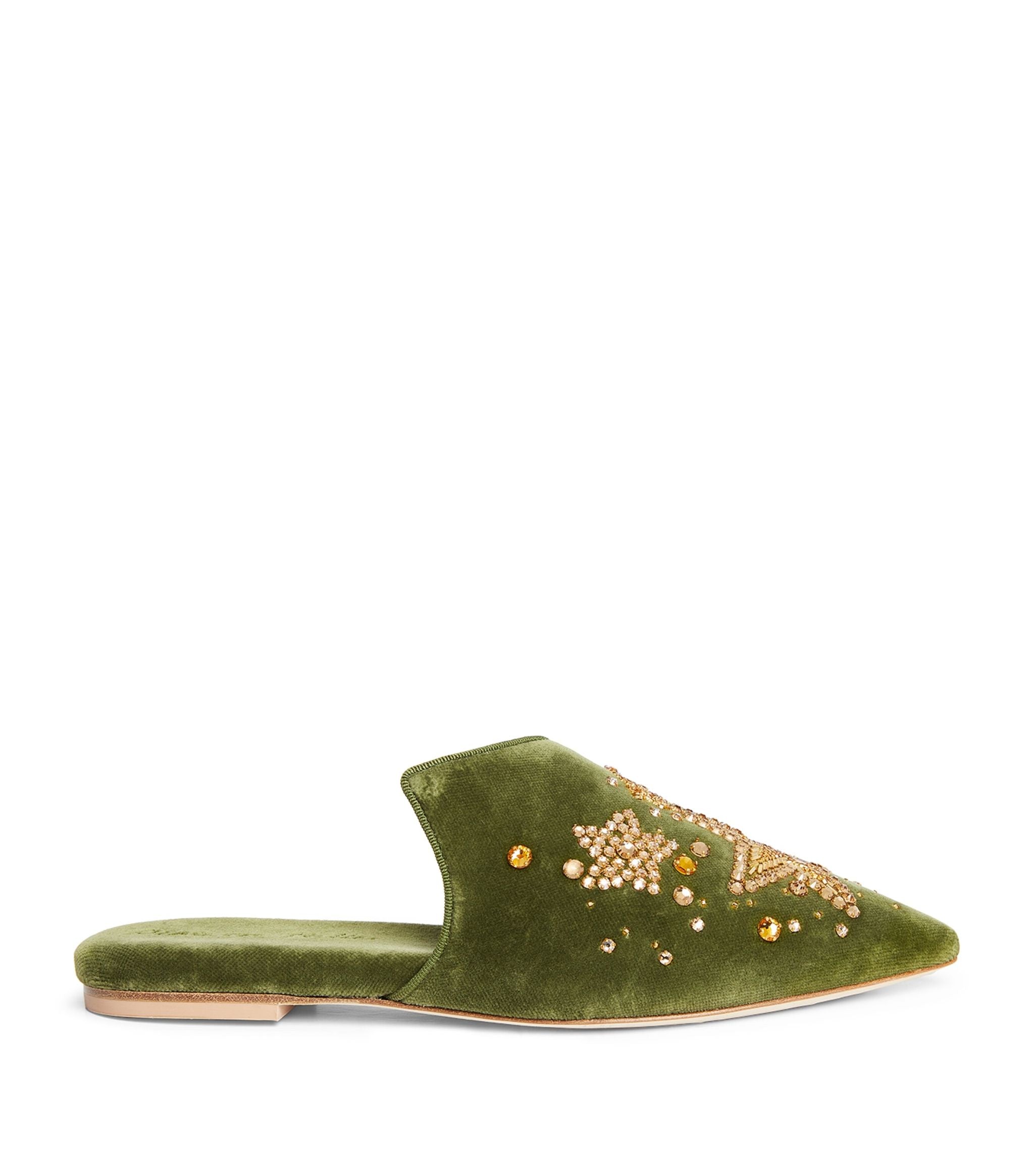 Velvet Embellished Contessa Slippers GOODS Harrods   