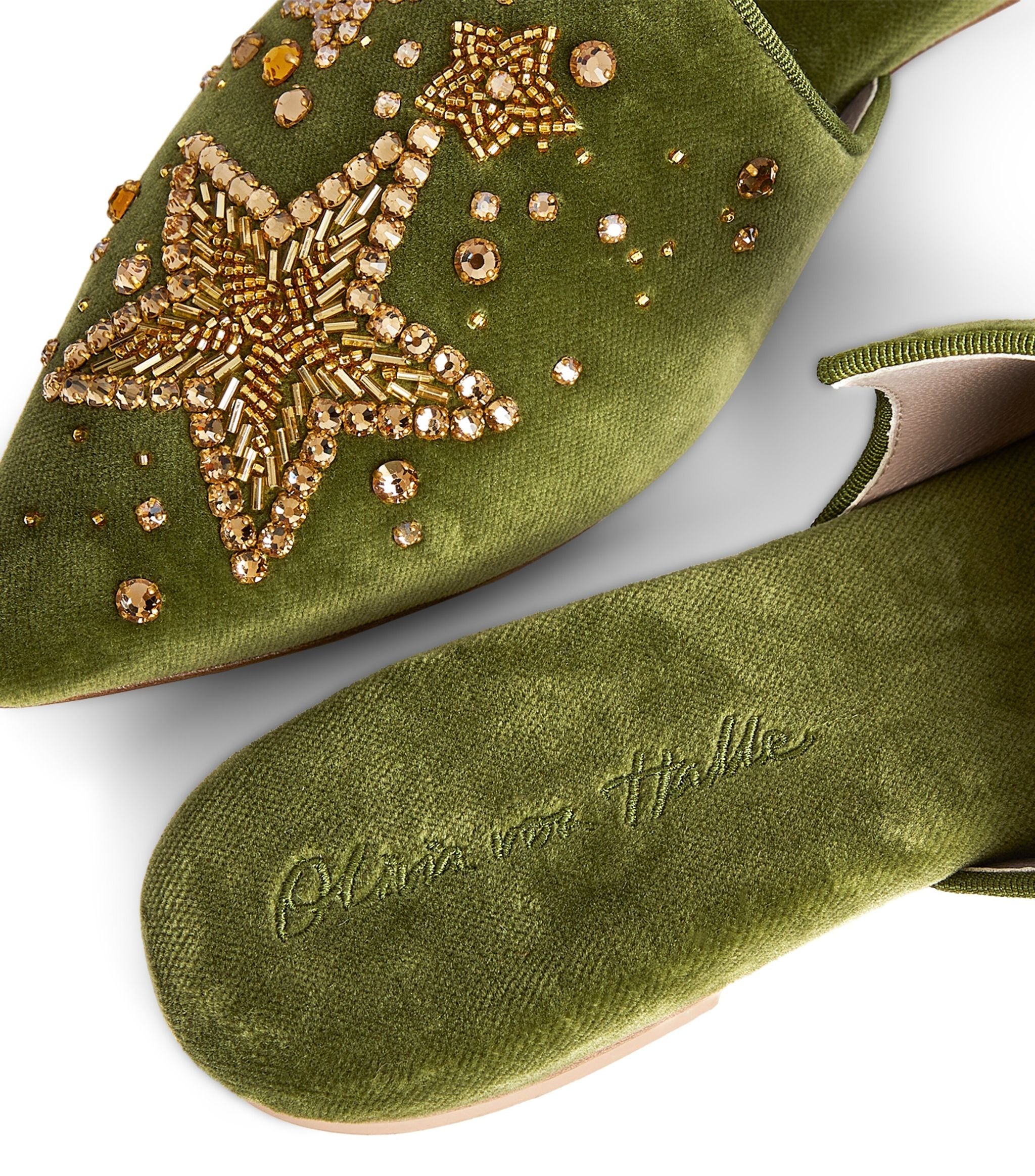 Velvet Embellished Contessa Slippers GOODS Harrods   