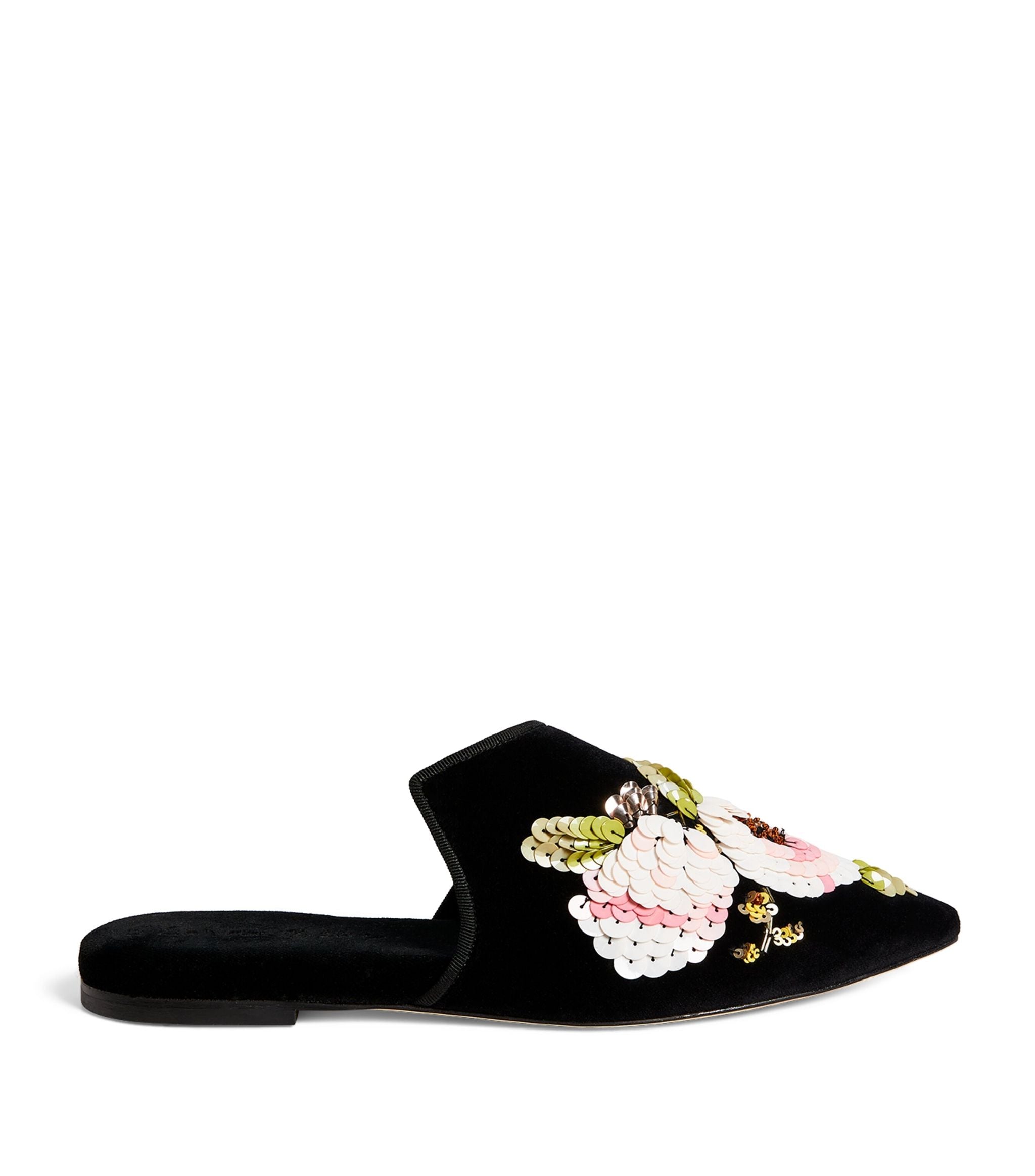 Velvet Embellished Contessa Slippers GOODS Harrods   