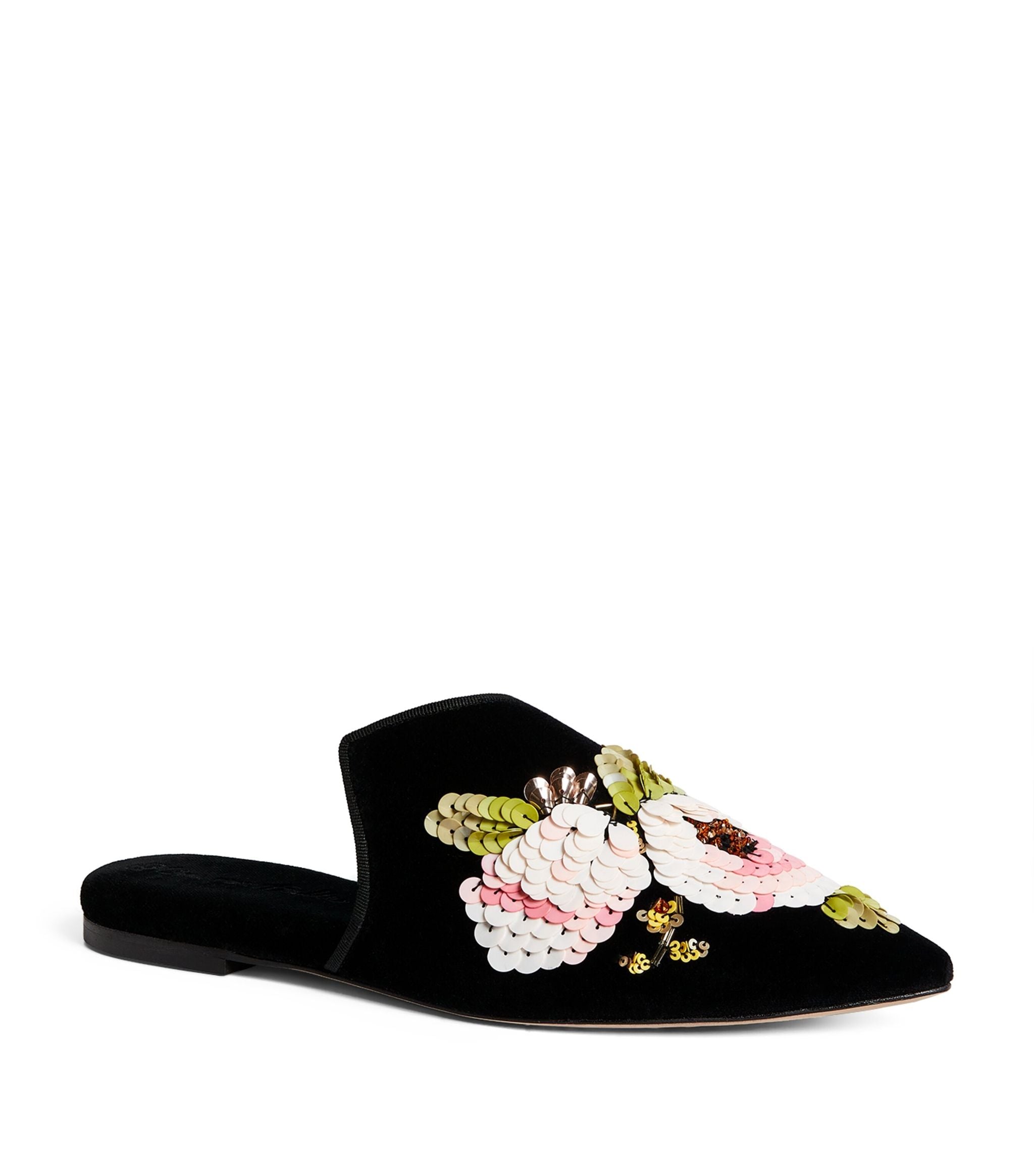 Velvet Embellished Contessa Slippers GOODS Harrods   