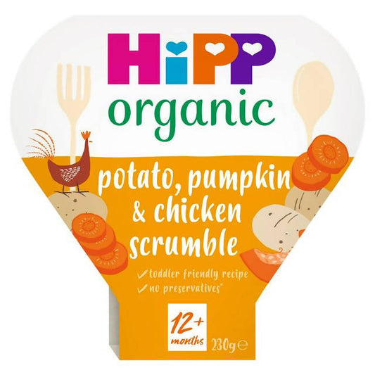 HiPP Organic Potato Pumpkin & Chicken Scrumble Tray Meal 230g 12 Month+ Baby Food Sainsburys   