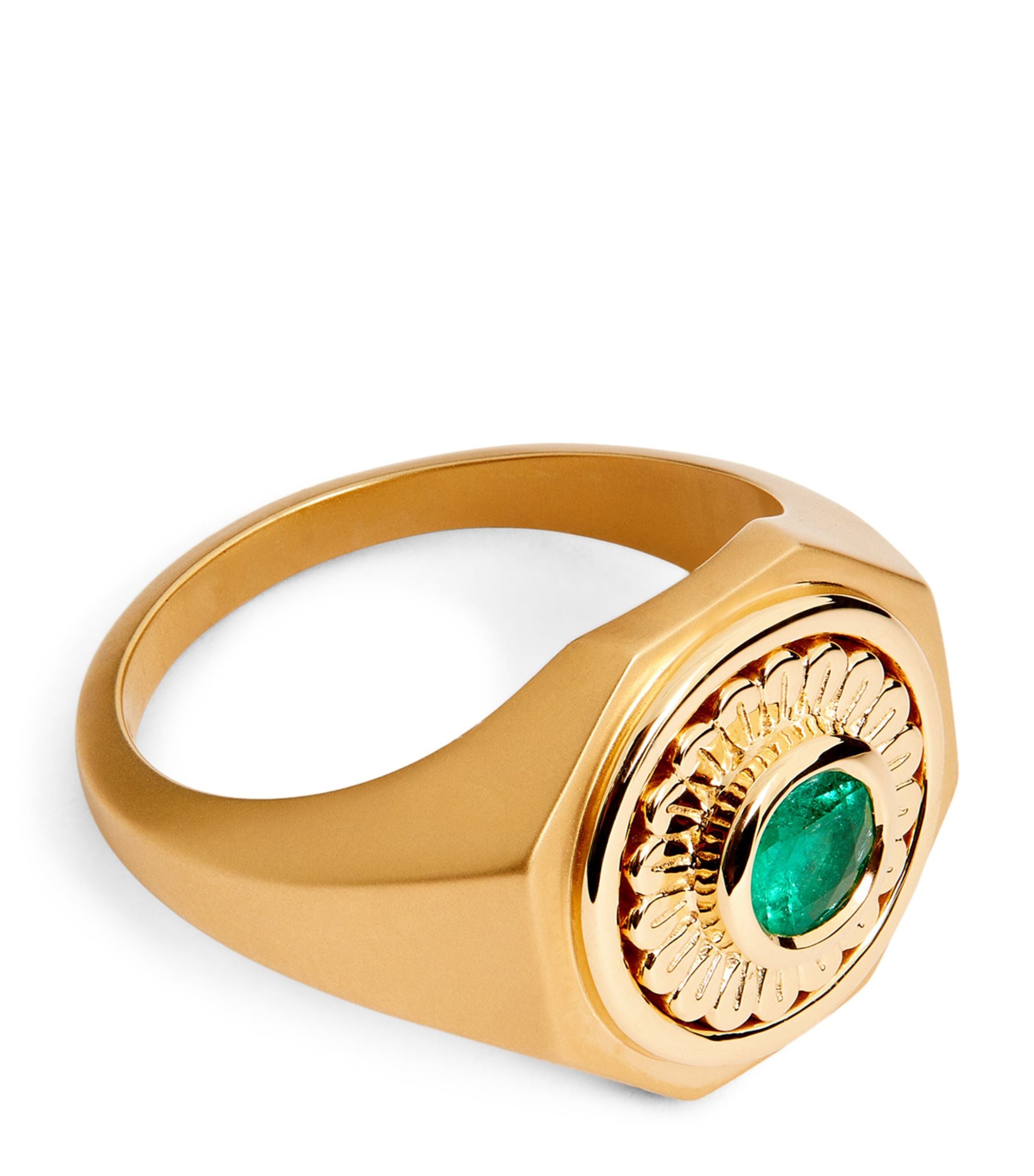 Yellow Gold and Emerald Mandala Ring GOODS Harrods   