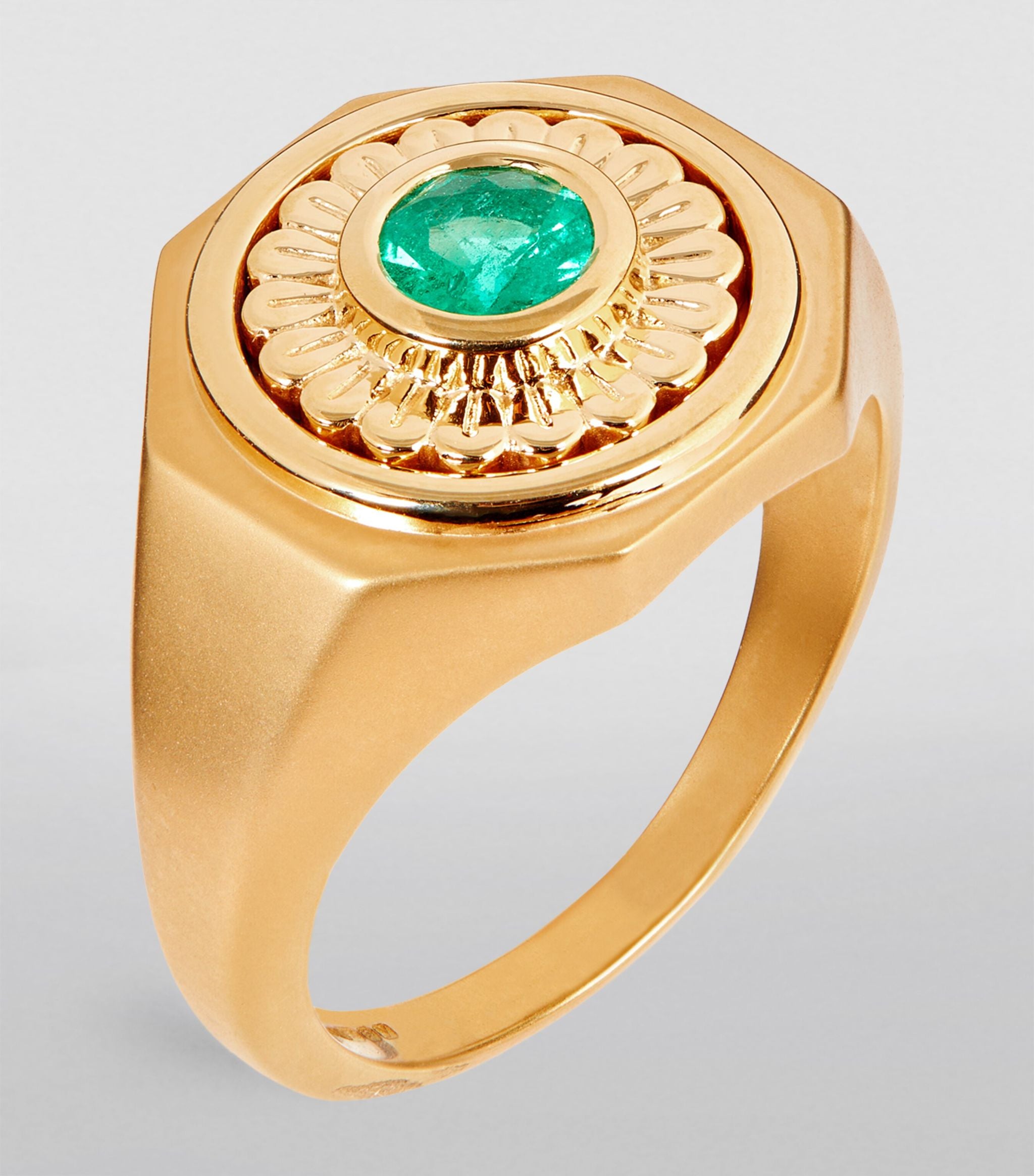 Yellow Gold and Emerald Mandala Ring GOODS Harrods   