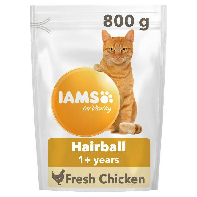 IAMS Vitality Hairball Cat Food With Fresh Chicken 800g