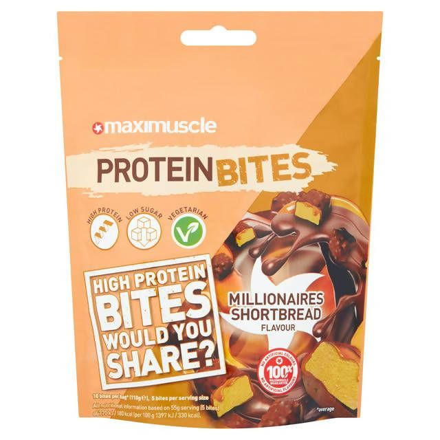 MaxiMuscle Protein Bites Millionaires Shortbread Flavour 110g All Sainsburys   