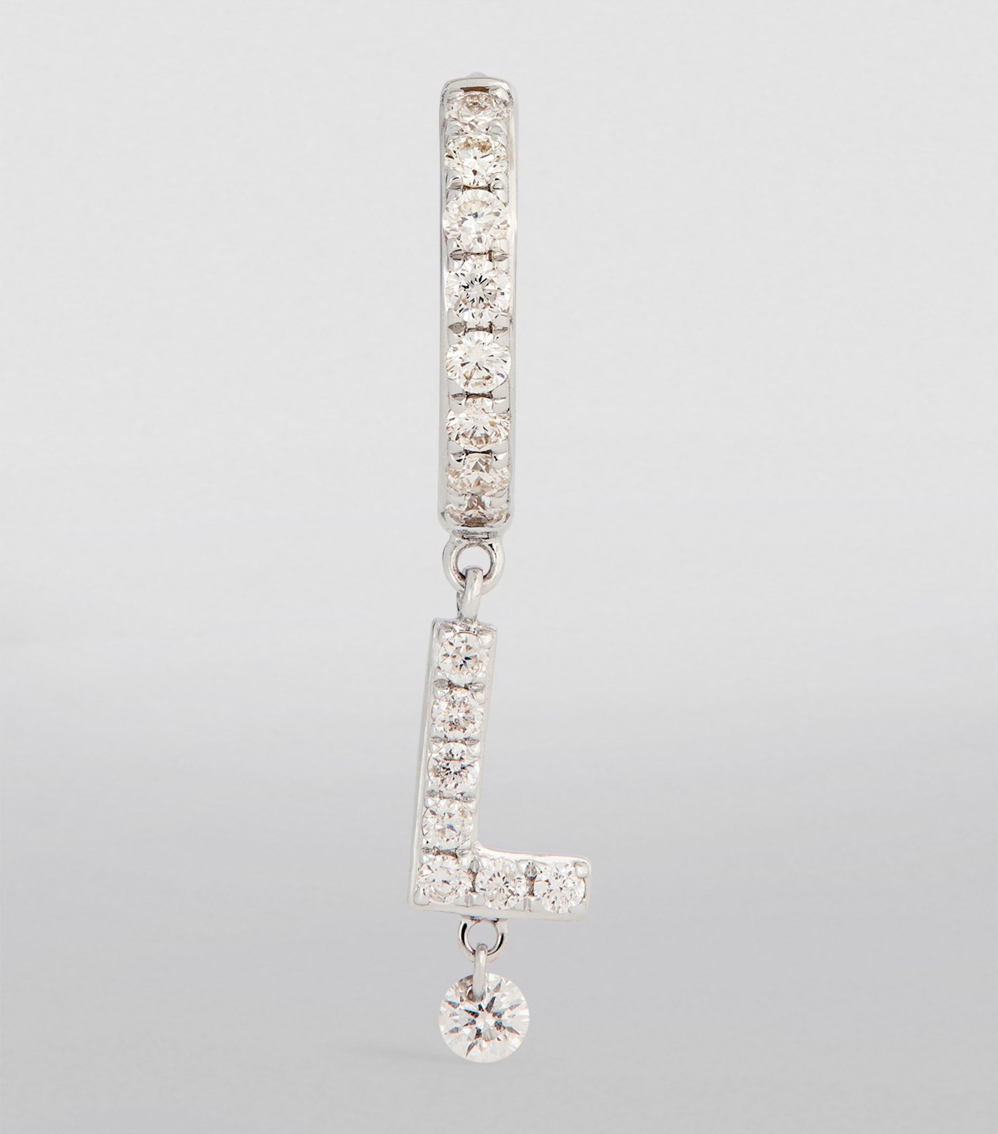 White Gold and Diamond Piercings Alphabet Single Drop Earring GOODS Harrods   