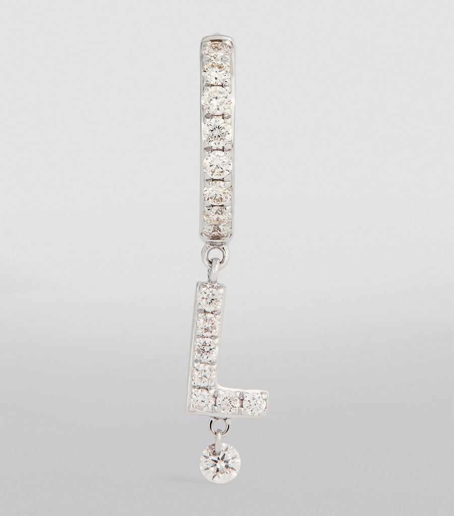 White Gold and Diamond Piercings Alphabet Single Drop Earring