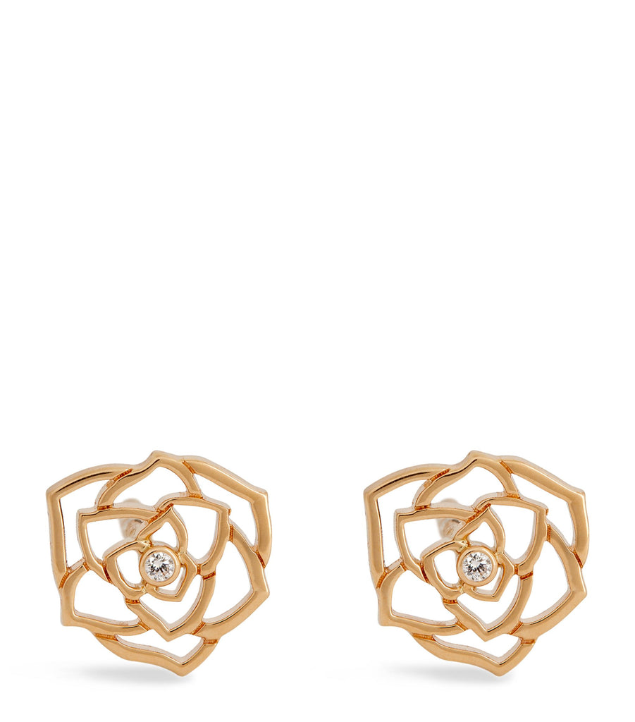 Rose Gold and Diamond Rose Earrings