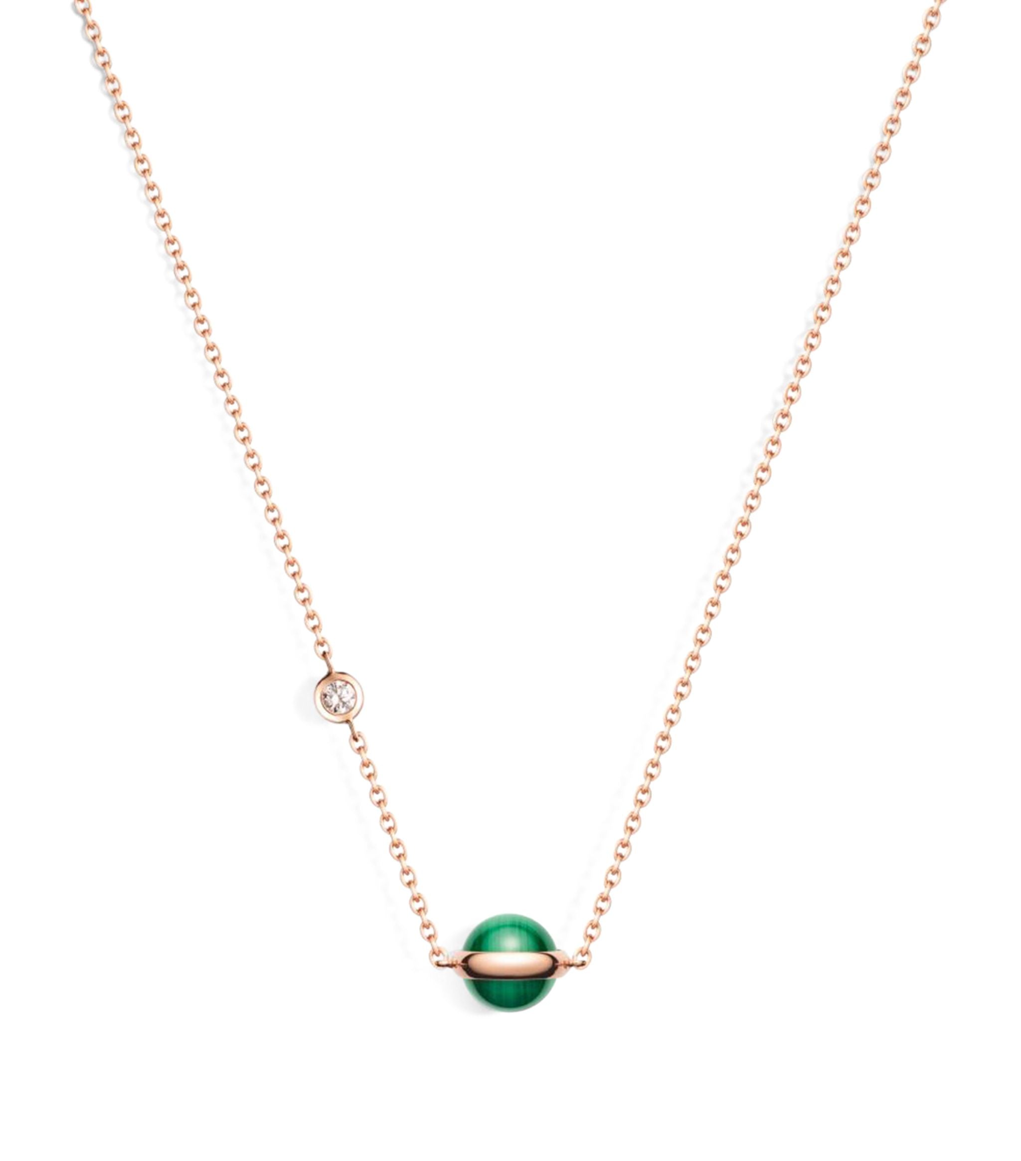 Rose Gold, Diamond and Malachite Possession Pendant Necklace GOODS Harrods   