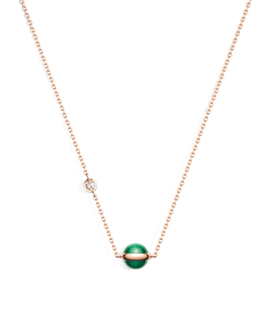 Rose Gold, Diamond and Malachite Possession Pendant Necklace