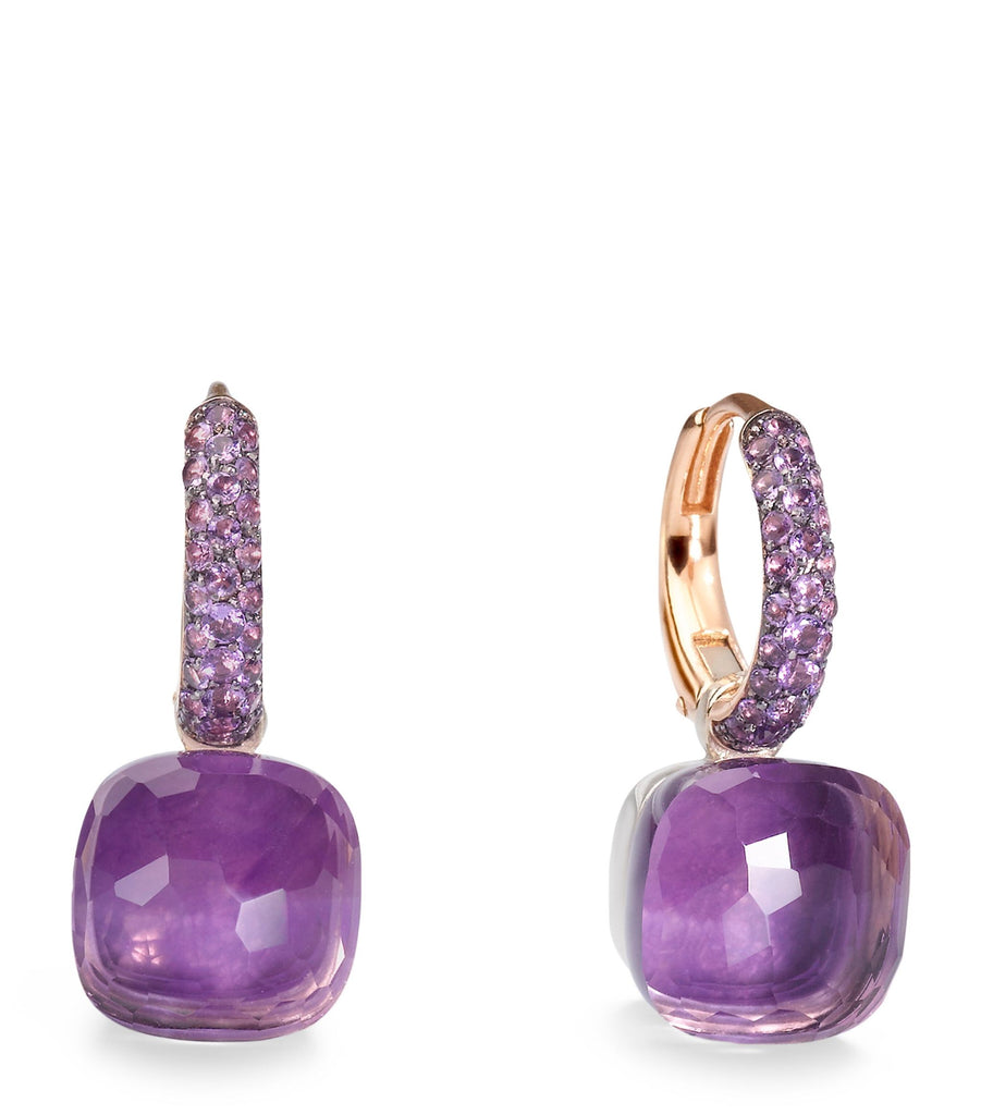 Mixed Gold, Amethyst and Giada Nudo Earrings