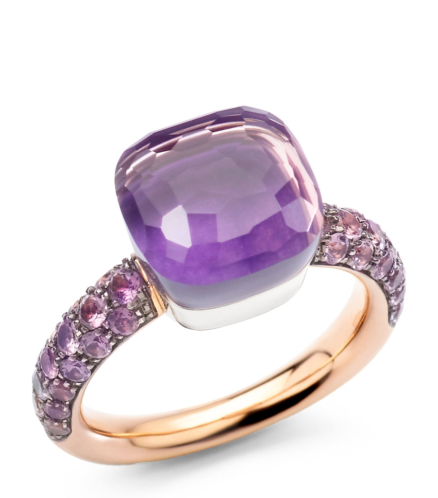 Mixed Gold, Amethyst and Jade Nudo Ring