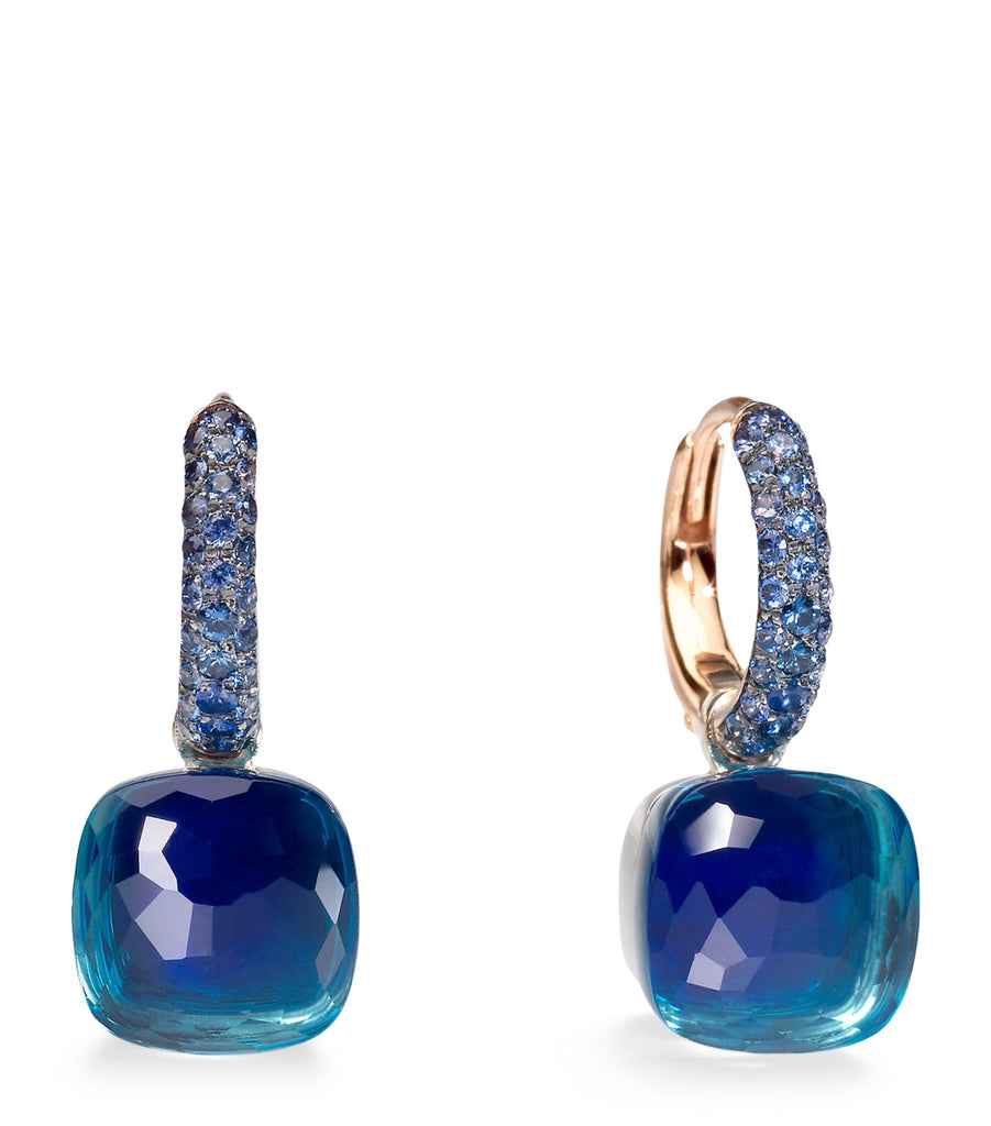 Mixed Gold, Topaz, Lapis and Sapphire Nudo Earrings