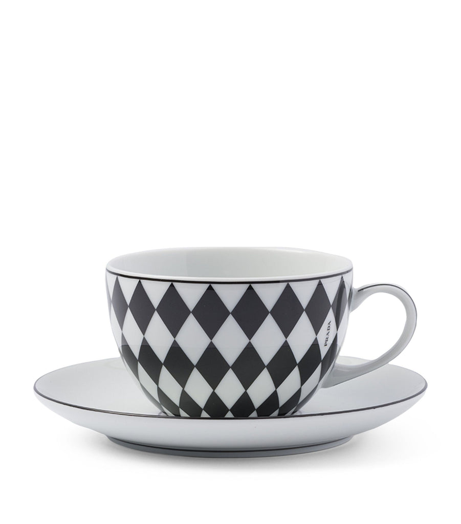 Chequerboard Cappuccino Cup and Saucer (Set of 2)