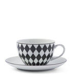 Chequerboard Cappuccino Cup and Saucer (Set of 2) GOODS Harrods   