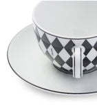 Chequerboard Cappuccino Cup and Saucer (Set of 2) GOODS Harrods   