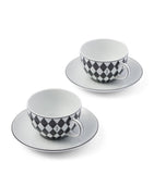 Chequerboard Cappuccino Cup and Saucer (Set of 2) GOODS Harrods   