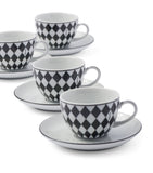 Chequerboard Coffee Cup and Saucer (Set of 4) GOODS Harrods   