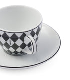 Chequerboard Coffee Cup and Saucer (Set of 4) GOODS Harrods   