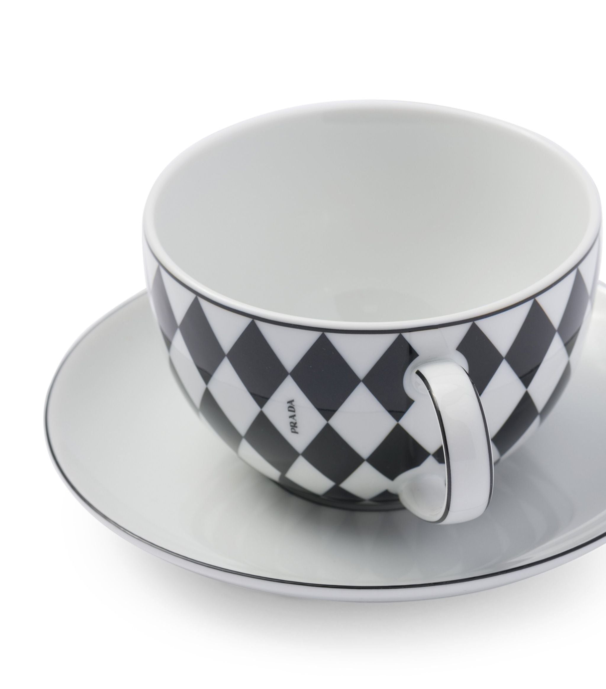 Chequerboard Teacup and Saucer (Set of 2) GOODS Harrods   