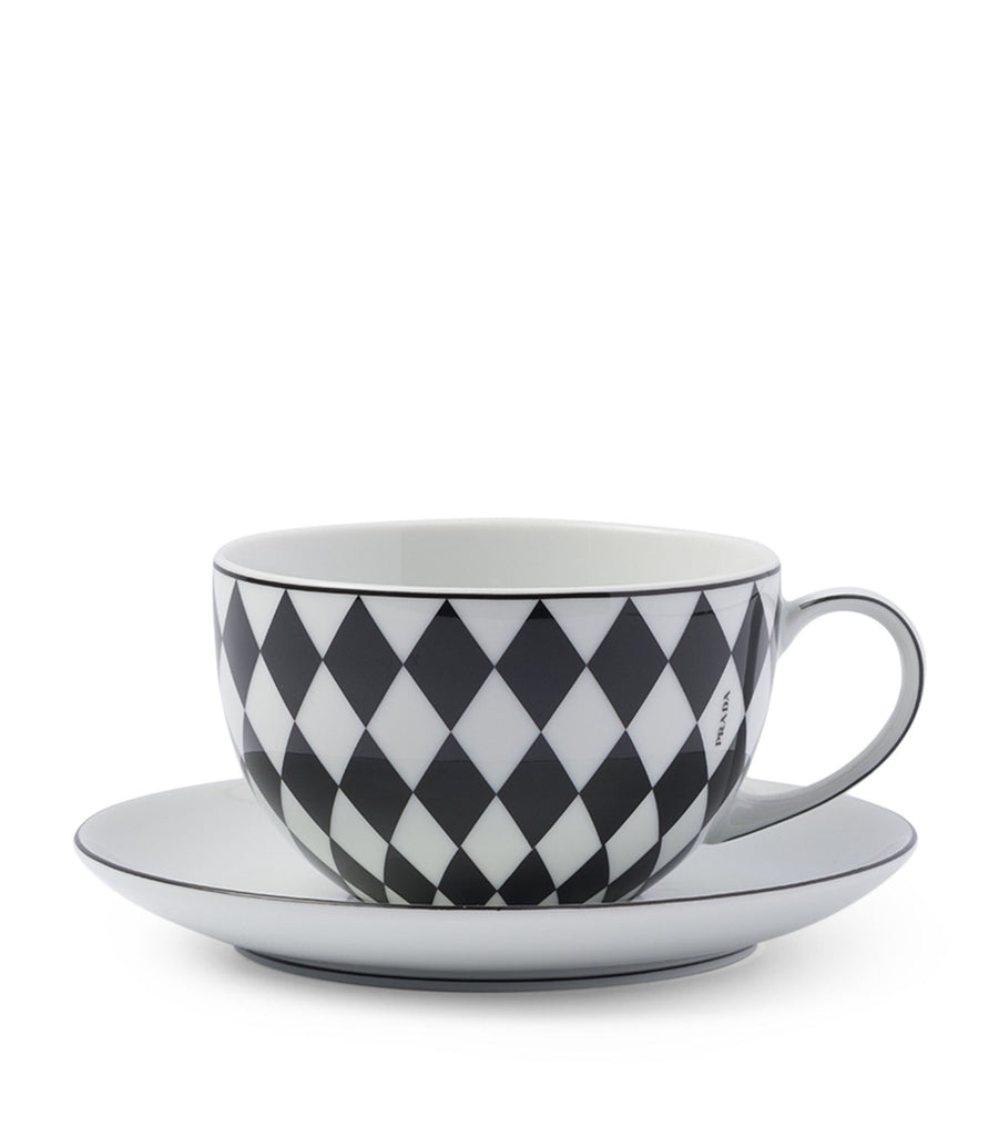 Chequerboard Teacup and Saucer (Set of 2)