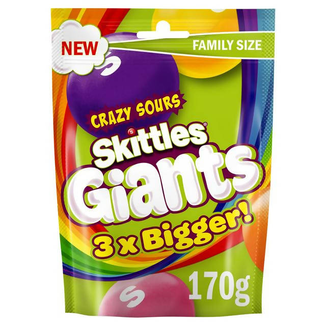 Skittles Giants Sour Sweets Pouch Bag 170g