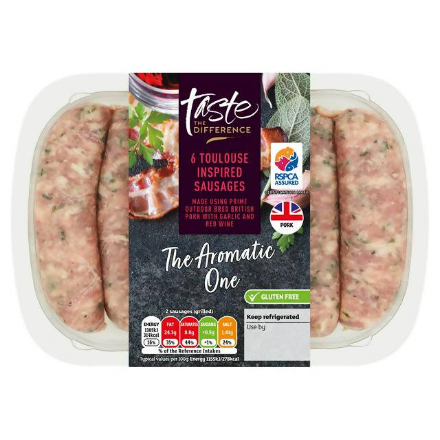 Sainsburys Toulouse Inspired British Pork Sausages, Taste the Difference x6 400g