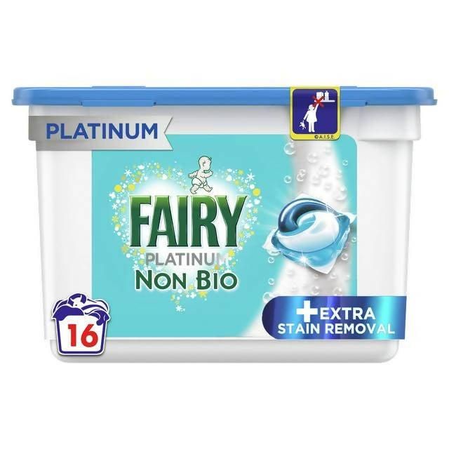 Fairy Non Bio Platinum Pods Washing Liquid Capsules 16 Washes