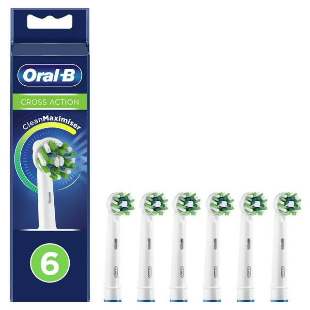 Oral-B Cross Action Toothbrush Head with Clean Maximiser Technology x6 electric & battery toothbrushes Sainsburys   