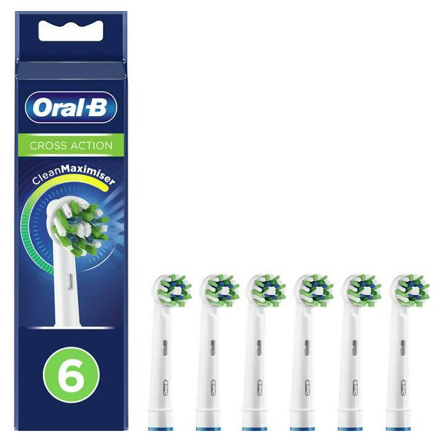 Oral-B Cross Action Toothbrush Head with Clean Maximiser Technology x6