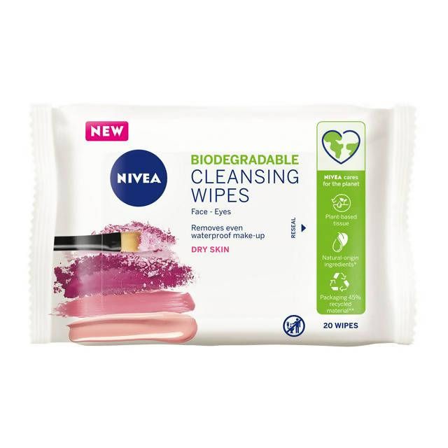 Nivea Biodegradable Gentle Cleansing Wipes Dry Skin x20 PERSONAL CARE Sainsburys   