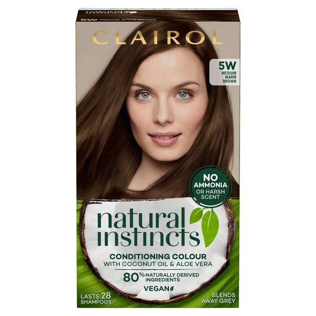 Clairol Natural Instincts Semi-Permanent Hair Dye Medium Warm Brown 5W Brunette Sainsburys   