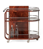 Mahogany, Glass and Stainless Steel Duke Bar Cart GOODS Harrods   