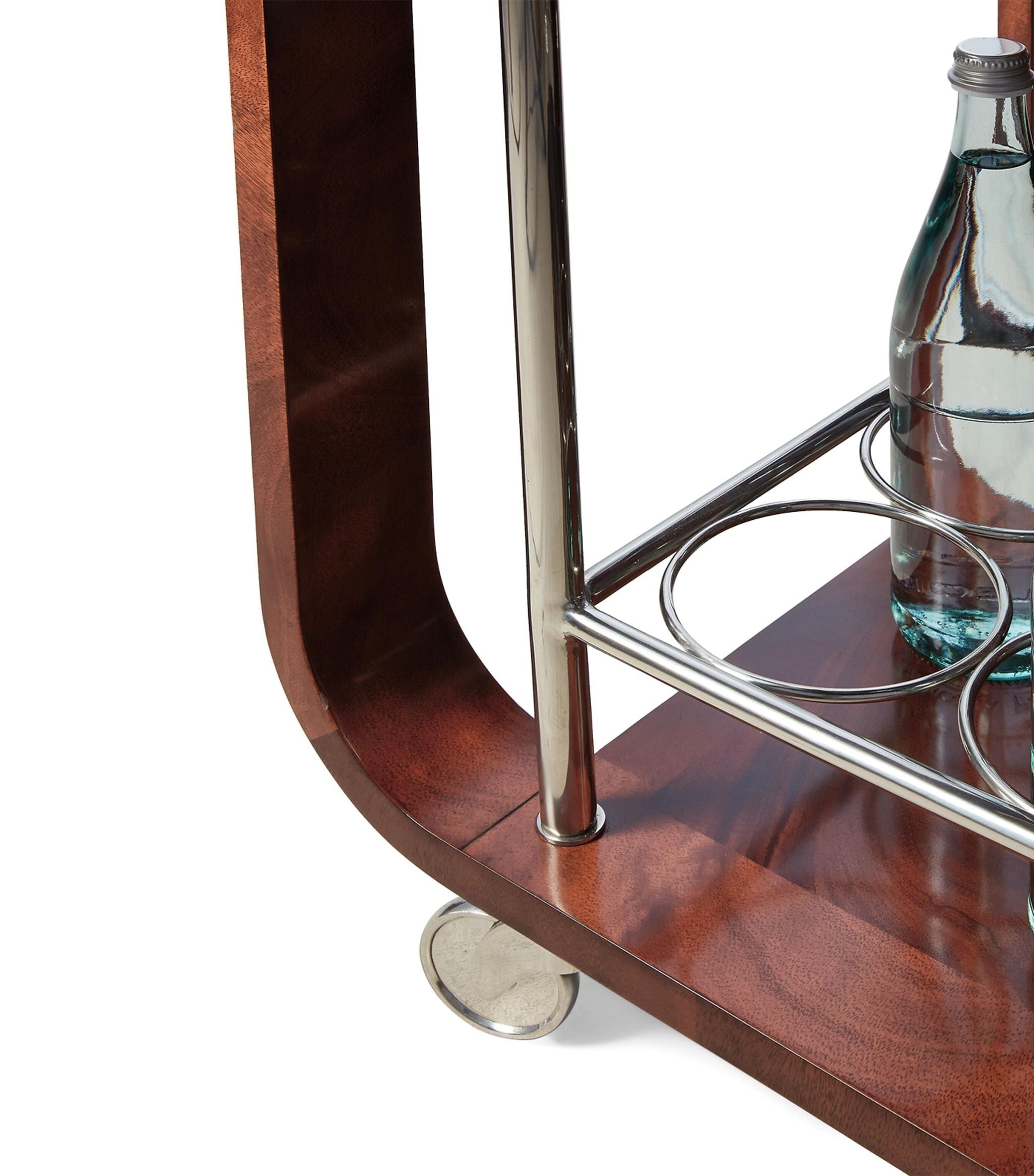 Mahogany, Glass and Stainless Steel Duke Bar Cart GOODS Harrods   