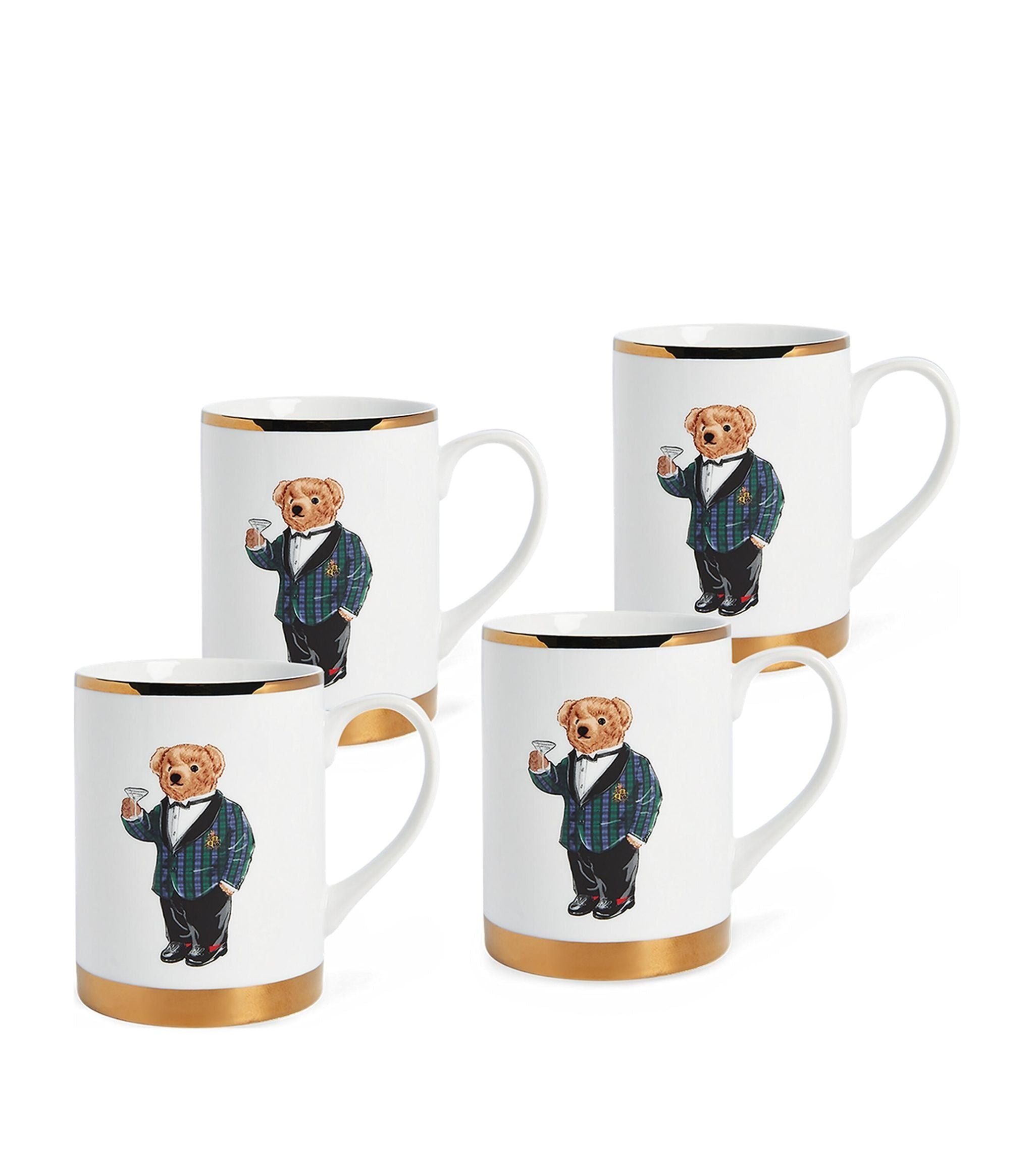 Porcelain Thompson Polo Bear Mugs (Set of 4) GOODS Harrods   